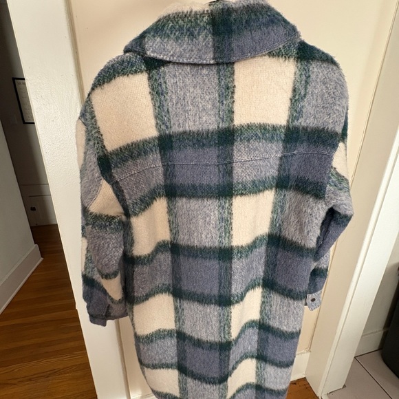 Plaid Wool Blend Jacket in Blue and Green - Picture 2 of 4